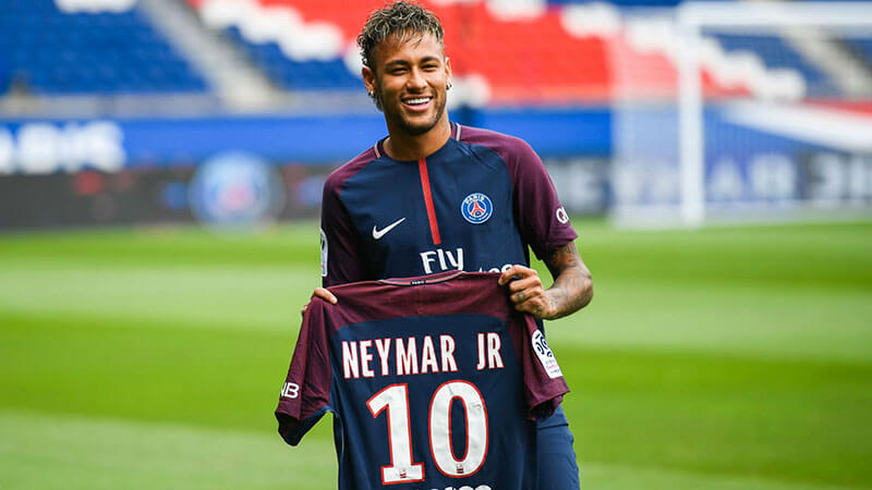 Neymar joined French club Paris Saint-Germain on a contract that would run until 2022. He was offered the number 10 jersey by Javier Pastore as a "welcome gift"